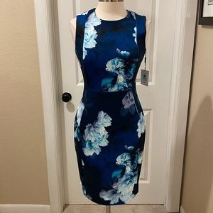Calvin Klein Turquoise & Blues Floral Dress size 8
